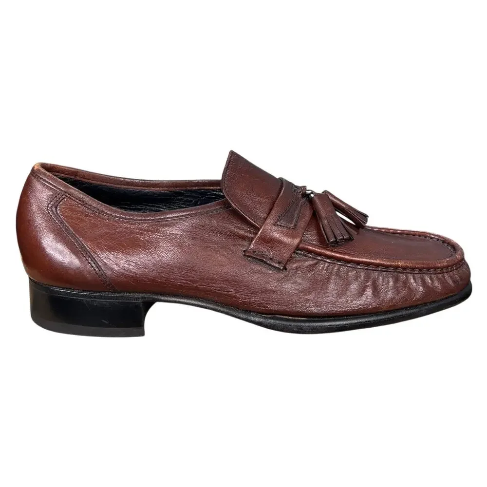 Vintage Florsheim Men’s Pisa Brown Leather Tassel Loafers Size US 10 D